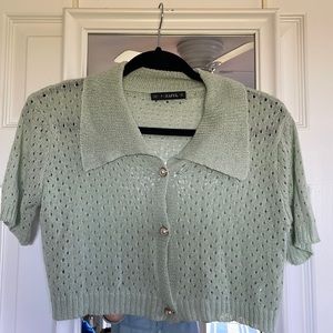 ZAFUL cropped t-shirt button down sweater (one size) female